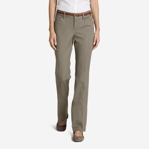NWT Eddie Bauer Tan Women’s Stay Shape Twill Trousers Slightly Curvy Size 6